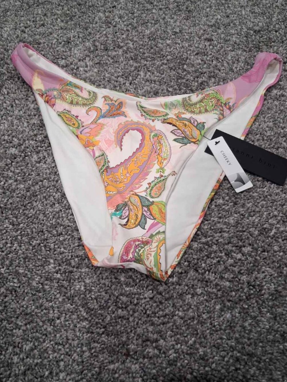 Gianni Bini Paisley High-Leg Cheeky Bikini Bottoms – Multicolor – Size XL (NWT)